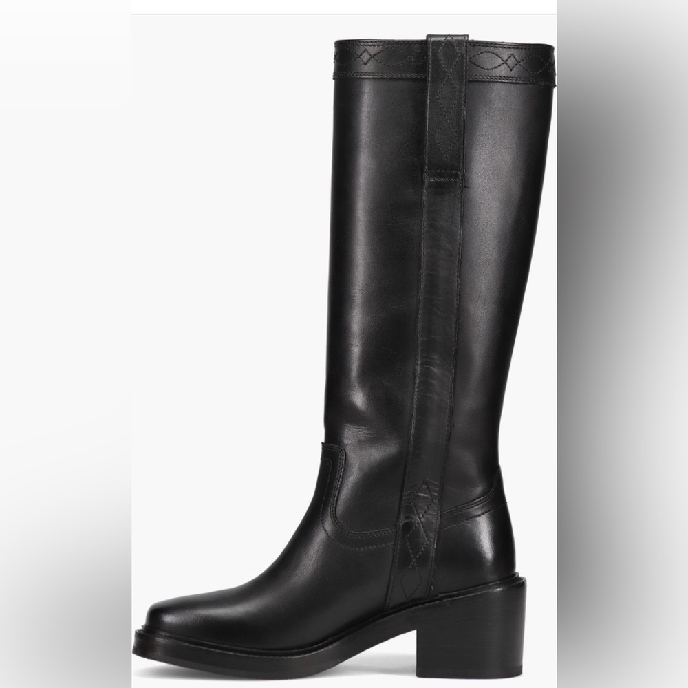 Frye Kate Black Leather Knee-High Block Heel Boots 7.5 - Picture 5 of 14